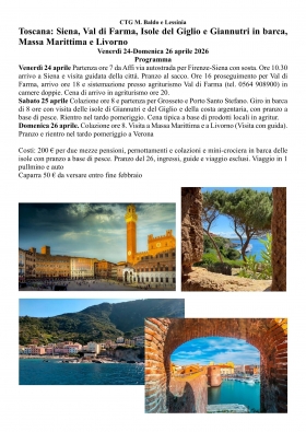 Viaggio in Toscana da 24 al 26 aprile - ctg  m. baldo  e ctg lessinia